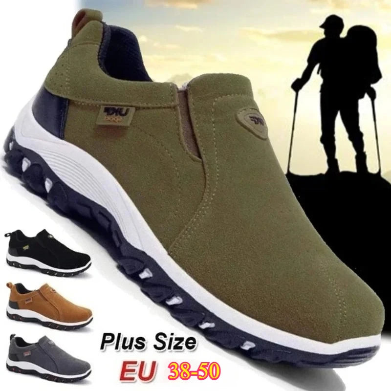 Men's Slip-On Hiking Shoes – Anti-Slip Waterproof Outdoor Sneakers