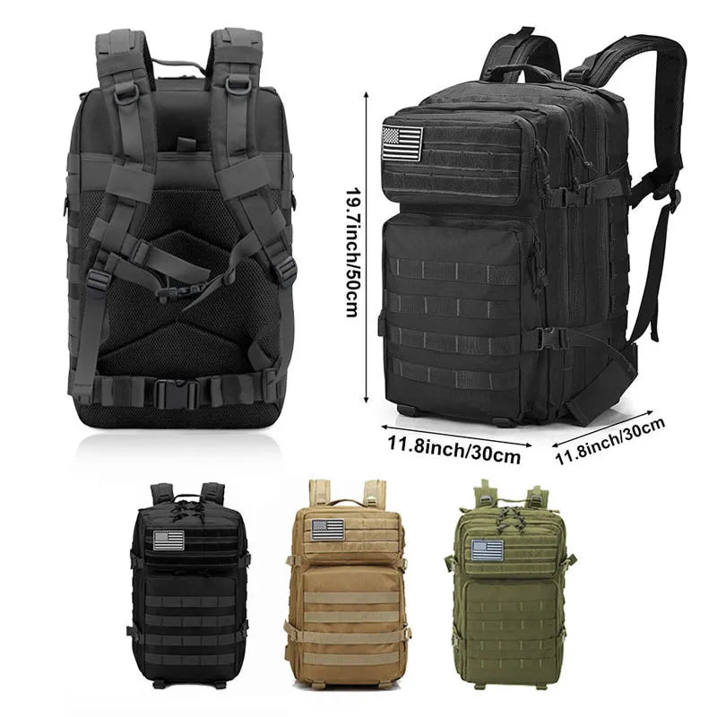 50L Tactical MOLLE Backpack – Waterproof Military Rucksack for Men