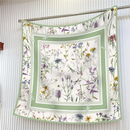 Luxury Silk Square Scarf Women Floral Paisley Print 90cm