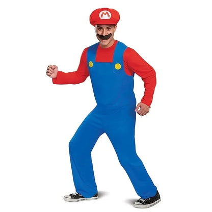 Super Mario Bros Plumber Halloween Costume Set with Hat & Gloves