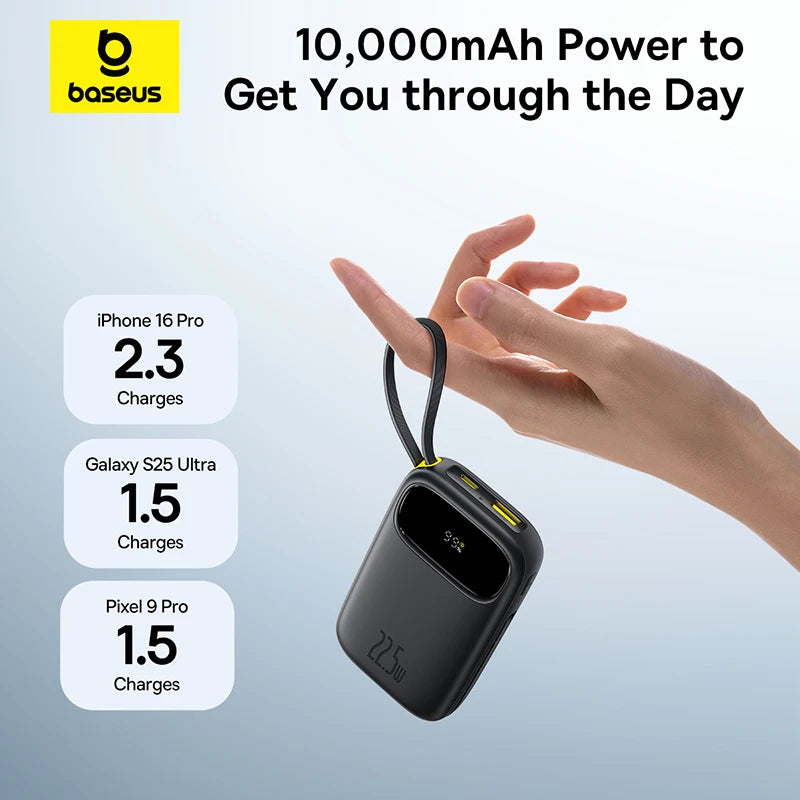 Baseus 22.5W Power Bank with Built-in USB-C & Lightning Cables 10000/20000mAh