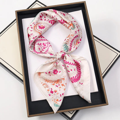 Silk Feel Square Scarf for Women – Satin Hair Wrap & Foulard Shawl