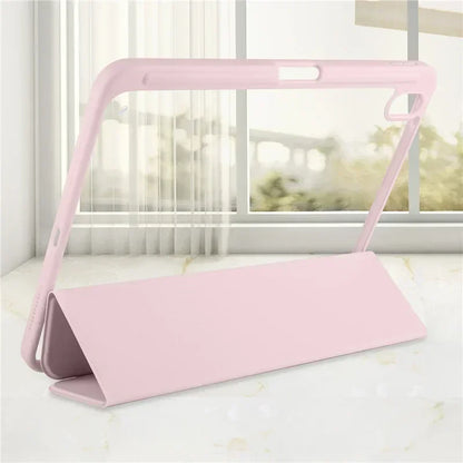 iPad Case with Pencil Holder - Trifold Clear Acrylic Back Cover