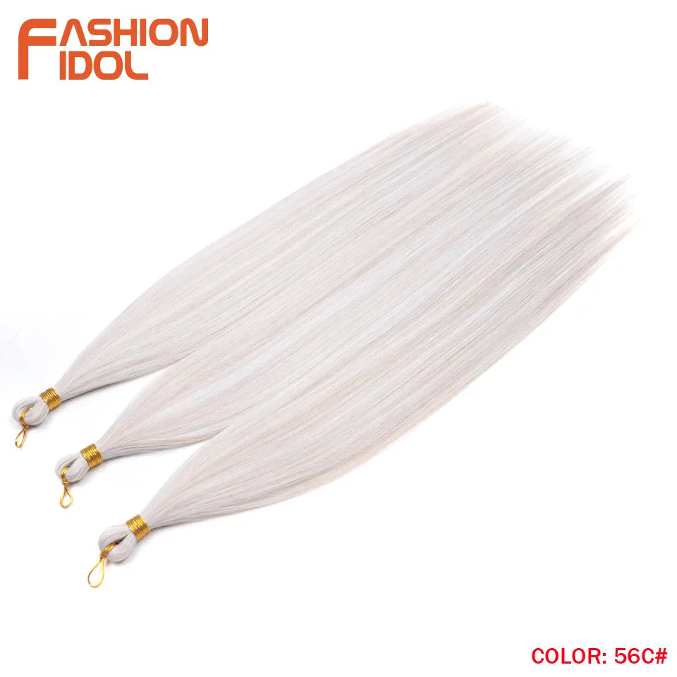 Straight Ponytail Crochet Braiding Hair 28 Inch 3 Packs Synthetic