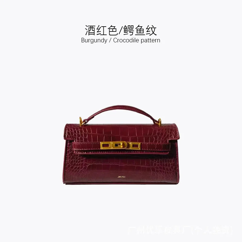 Crocodile Pattern Top Handle Clutch Bag