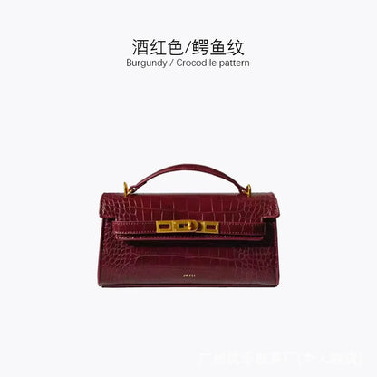Crocodile Pattern Top Handle Clutch Bag