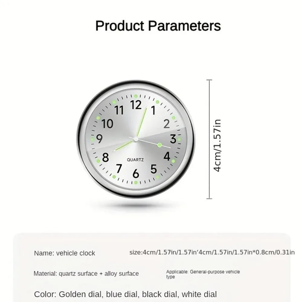 Car Dashboard Clock Mini Quartz Analog Stick-On Glow Watch