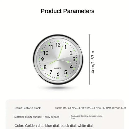 Car Dashboard Clock Mini Quartz Analog Stick-On Glow Watch