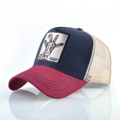 Unisex Embroidered Animal Patch Trucker Snapback Cap