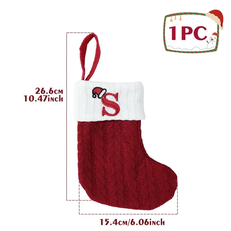 Christmas Alphabet Knit Stocking Ornament – 26 Letters