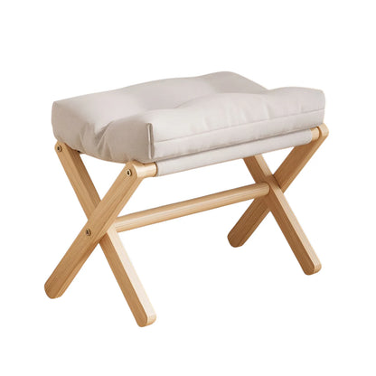 Solid Wood Footstool with Cushion – Padded Ottoman & Shoe Bench