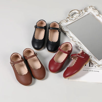 Girls T-Strap Mary Jane Flats – Kids PU Leather Dress Shoes