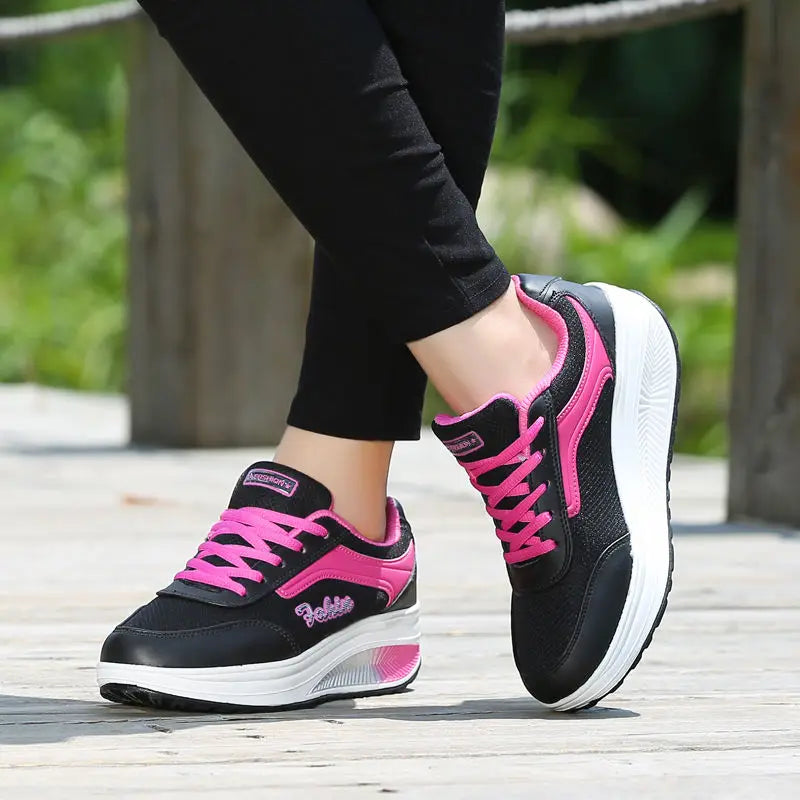 Women's Platform Walking Sneakers – Breathable Mesh