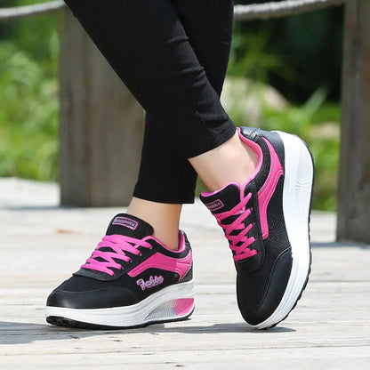 Women's Platform Walking Sneakers – Breathable Mesh