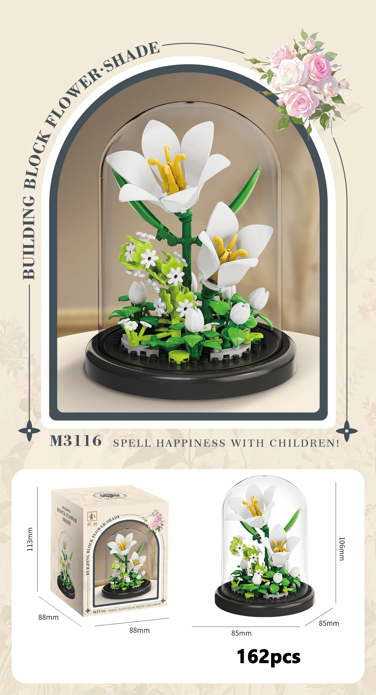 Flower Bouquet Micro Building Blocks – Bonsai Home Decor Puzzle