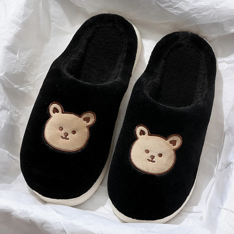 Cute Bear Plush Slippers for Women & Men