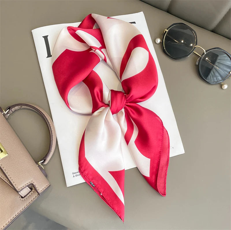 Silk Feel Square Scarf for Women – Satin Hair Wrap & Foulard Shawl