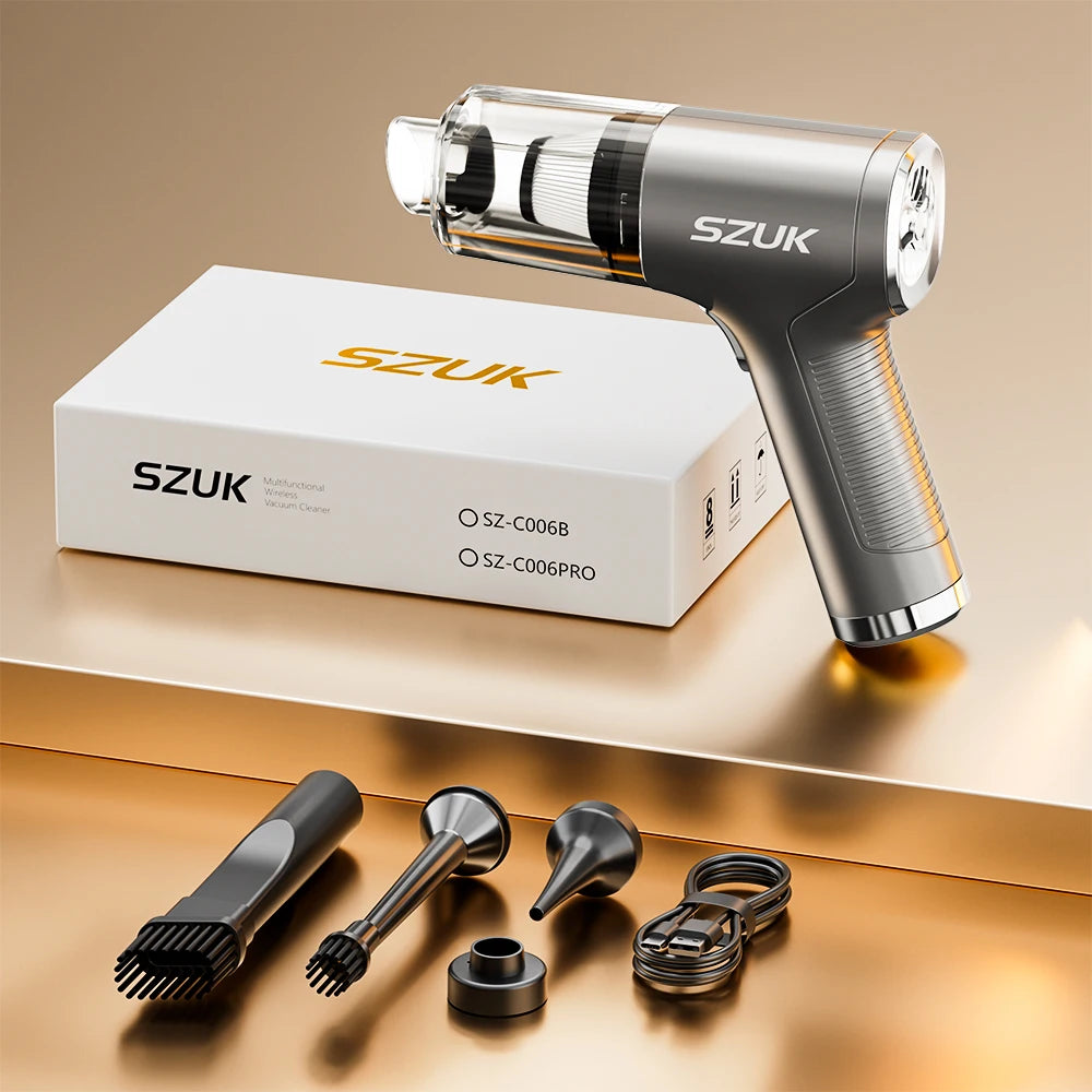 SZUK Cordless Mini Vacuum Cleaner – 78000Pa Handheld Car Vacuum with Accessories