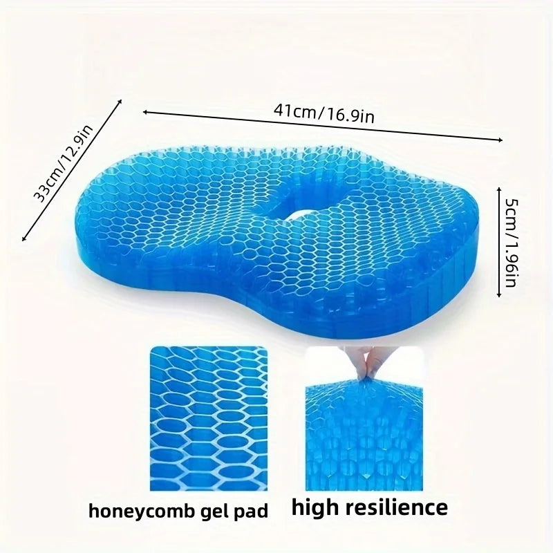 Gel Honeycomb Seat Cushion with Cover – U-Shaped Tailbone Relief
