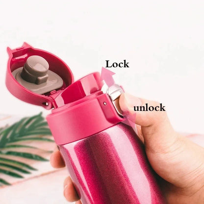 Vacuum Flask Thermos Bottle 500ml – Stainless Steel Pop-Up Lid Travel Mug