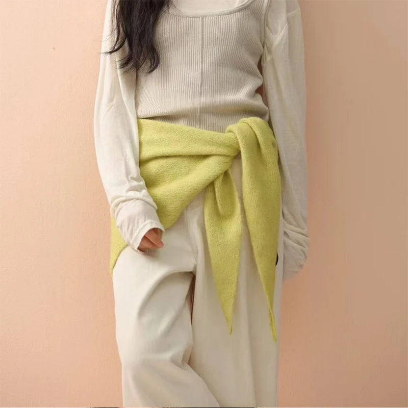 Women's Knitted Triangular Scarf – Oversized Wool Wrap Headscarf