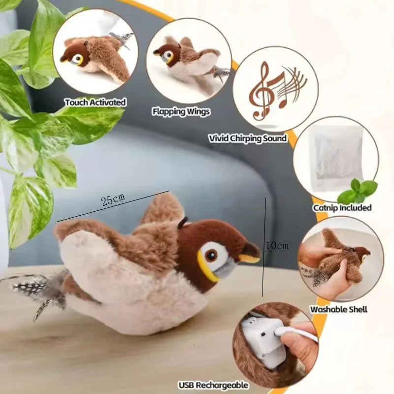 Interactive Bird Cat Toy – Chirping, Flapping & USB Rechargeable