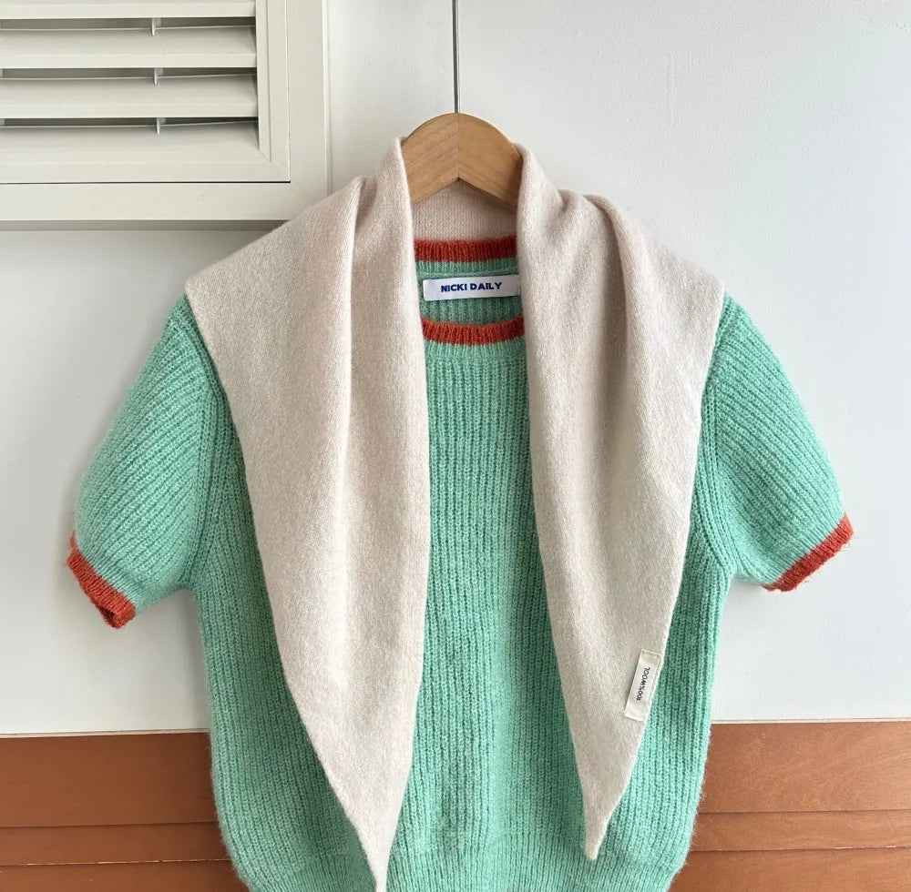 100% Wool Triangle Scarf for Women – Warm Knit Shawl & Pashmina Wrap