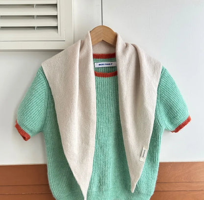 100% Wool Triangle Scarf for Women – Warm Knit Shawl & Pashmina Wrap