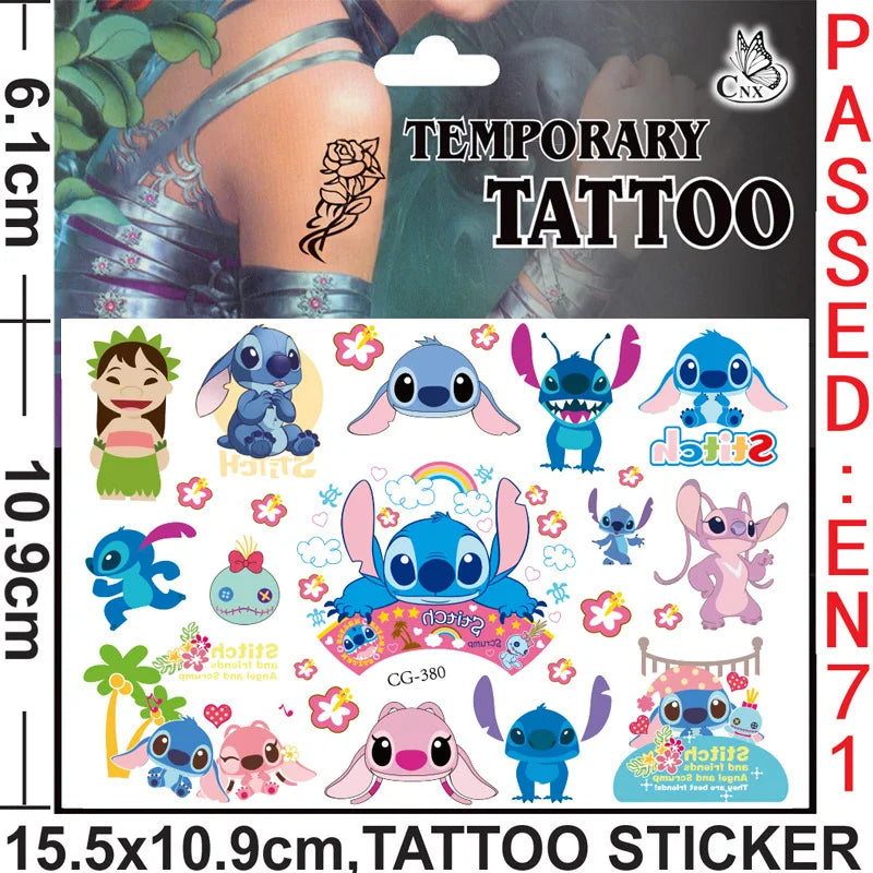 Disney Stitch Temporary Tattoo Stickers Water Transfer Kids Party