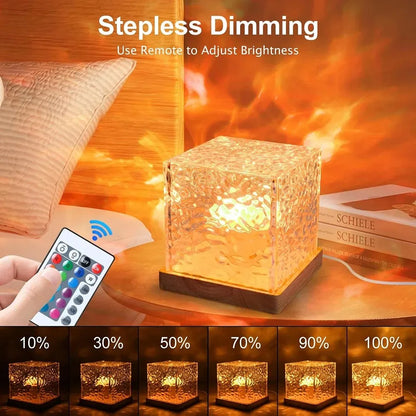 Water Ripple Crystal Night Light with Remote | 16 Colors