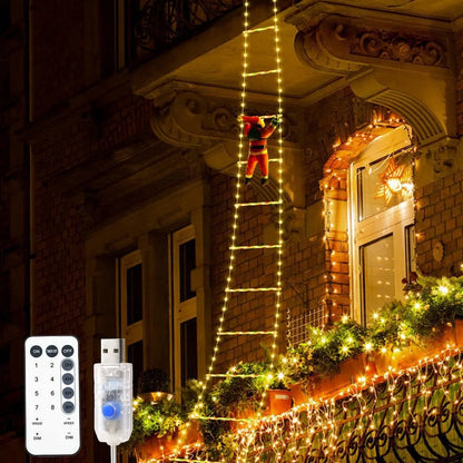Santa Claus Climbing Ladder LED Christmas Light – USB, 8 Modes
