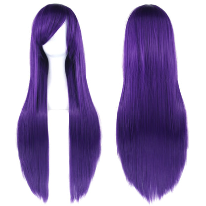 80cm Long Synthetic Cosplay Wig – Straight Hair, 36 Colors
