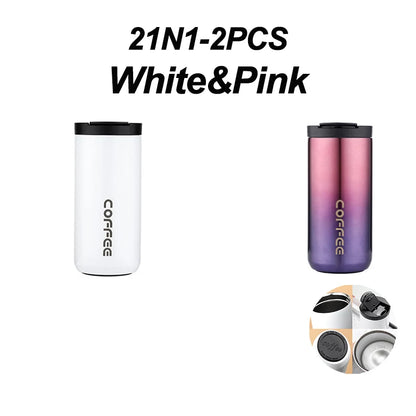 Stainless Steel Vacuum Thermos Coffee Mug 400ml – Leakproof Travel Cup