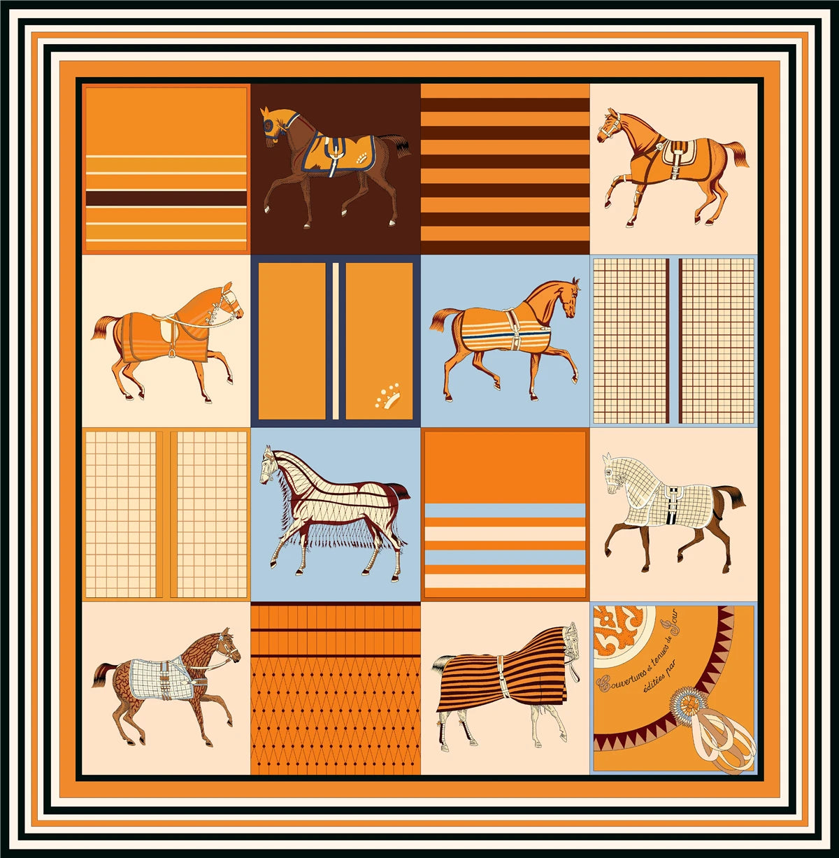 Women's Luxury Silk Square Scarf – 90cm Twill Print Bandana Shawl