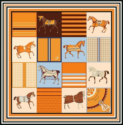 Women's Luxury Silk Square Scarf – 90cm Twill Print Bandana Shawl