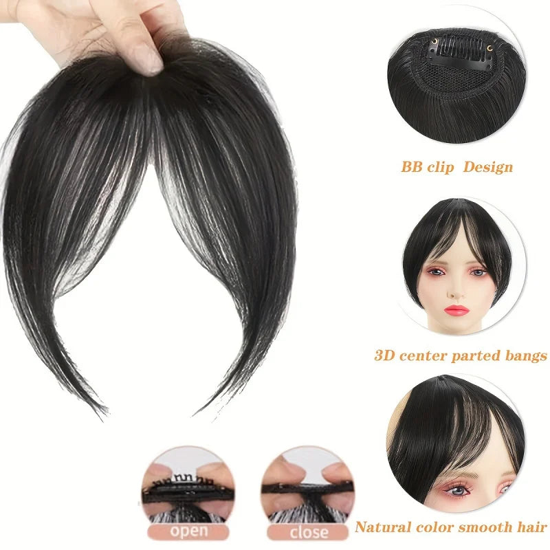Clip-In Bangs Hair Extension – Natural Seamless Middle Part Fringe