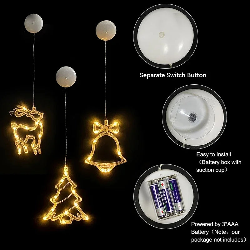 Christmas LED Window Hanging Light Ornaments Battery Operated