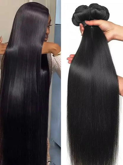 Bone Straight Human Hair Bundles – Brazilian Remy Natural Black