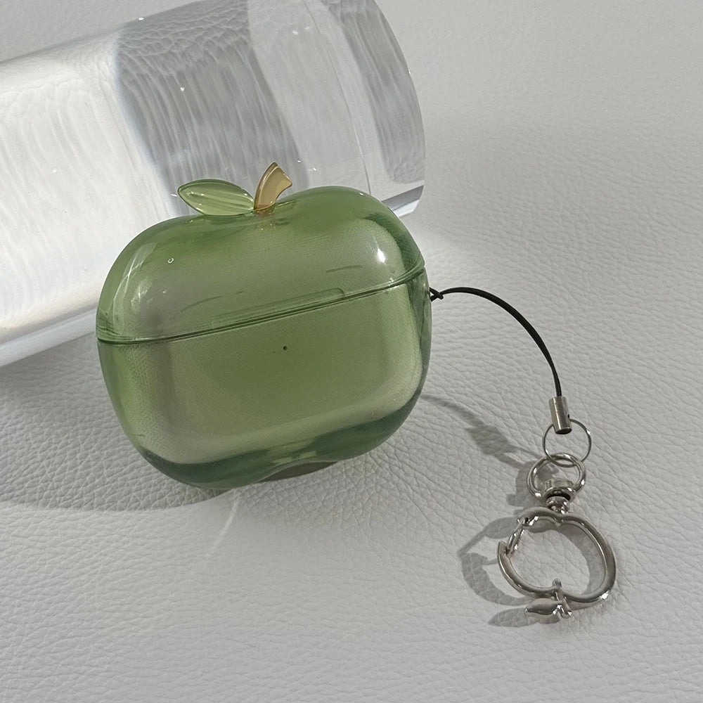 Apple Shape AirPods Case with Charm Lanyard – Drop-Proof TPU