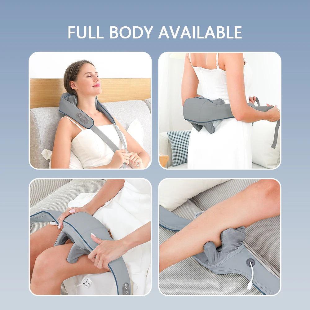 Neck & Shoulder Massager Shawl – Wireless Kneading with Heat