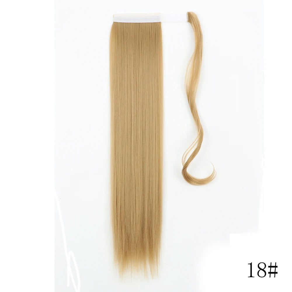Wrap Around Ponytail Extension Synthetic Straight Hair 22-34 Inch