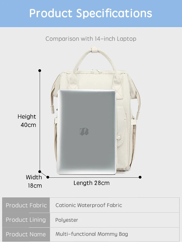 Diaper Bag Backpack with Stroller Hooks – Waterproof Maternity Travel Bag