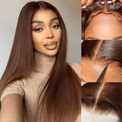 Chocolate Brown Straight Lace Front Wig – Human Hair, HD Lace