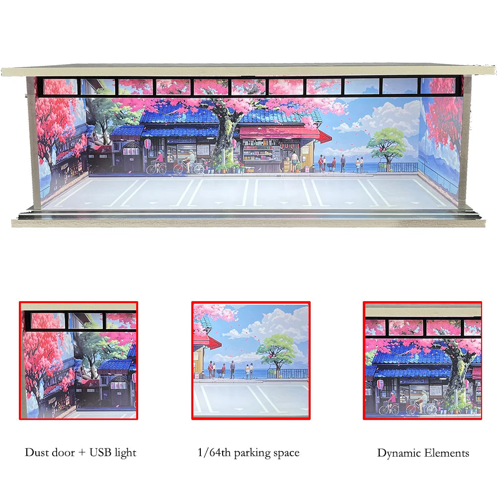 1/64 Scale Garage Diorama Display Case with USB LED Lights