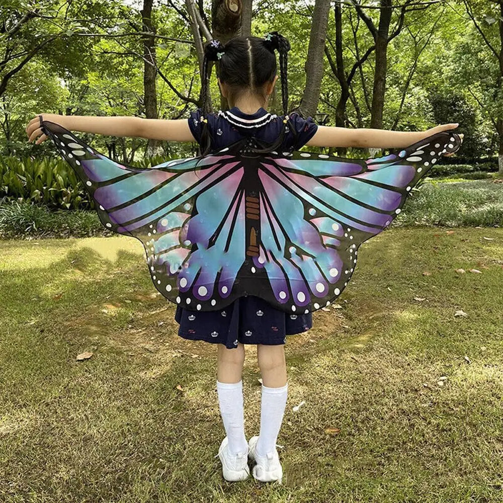 Kids Butterfly Wings Cape – Girls Fairy Costume Shawl