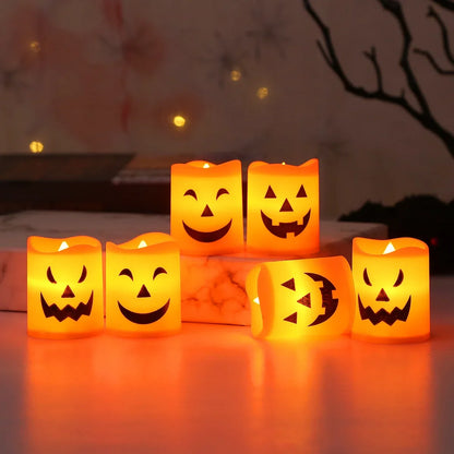 Halloween LED Pumpkin Candle Lights – Battery Powered Set of 6
