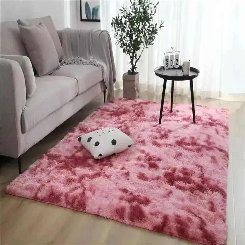 Gradient Fluffy Area Rug – Soft Shaggy Carpet for Bedroom & Living Room