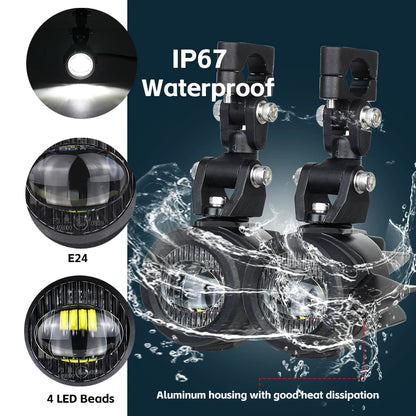 Motorcycle LED Fog Lights 40W 6000K Auxiliary Driving Lights for BMW R1200GS F800GS F700GS F650