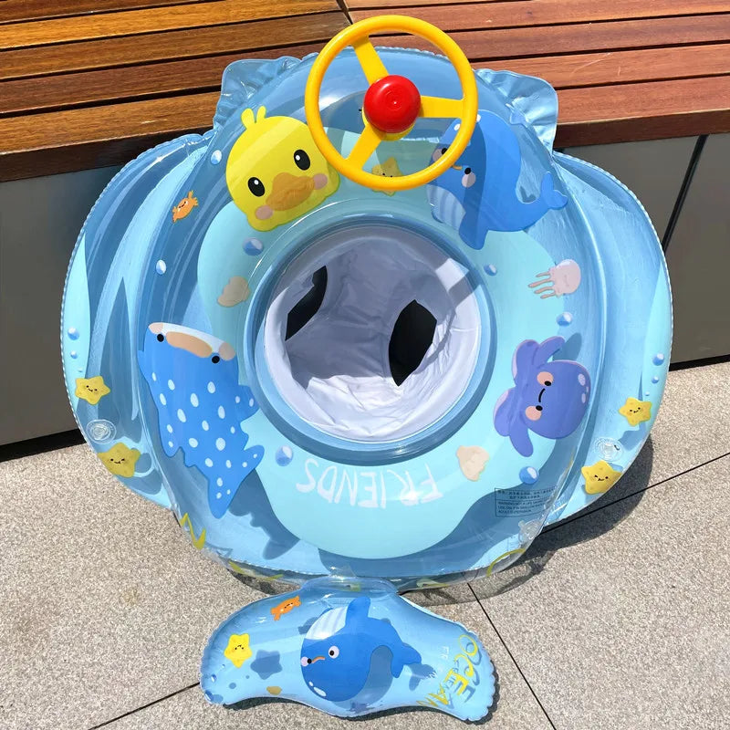 Baby Swim Ring Inflatable Seat Float with Ocean Friends Print