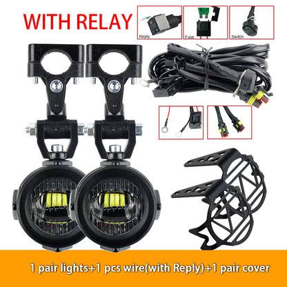 Motorcycle LED Fog Lights 40W 6000K Auxiliary Driving Lamps
